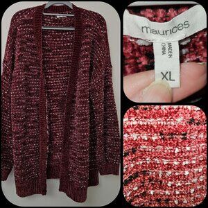 SIZE XL MAURICES Cardigan EUC maroon with dots
